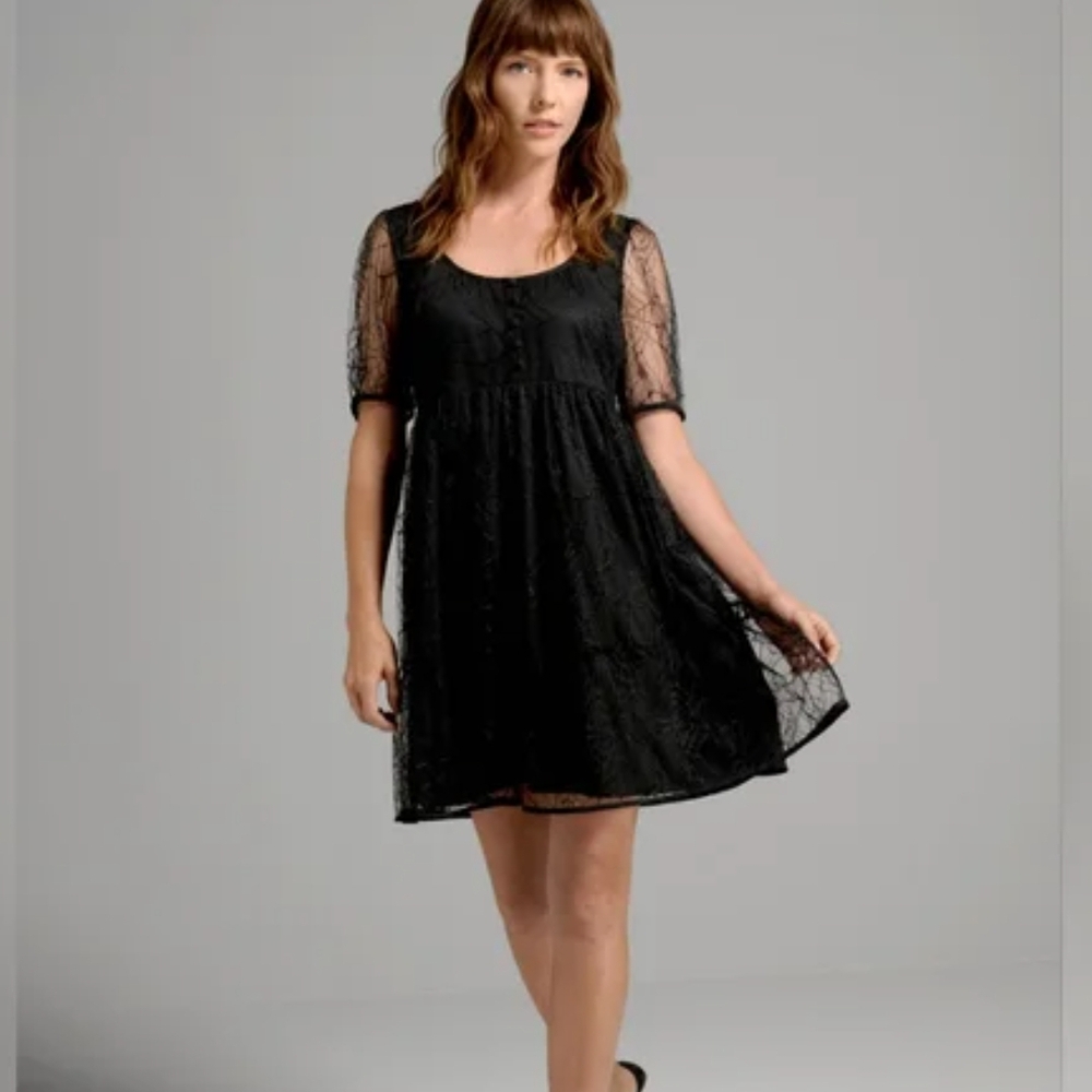 Modcloth Babydoll Elegant Black Lace Dress